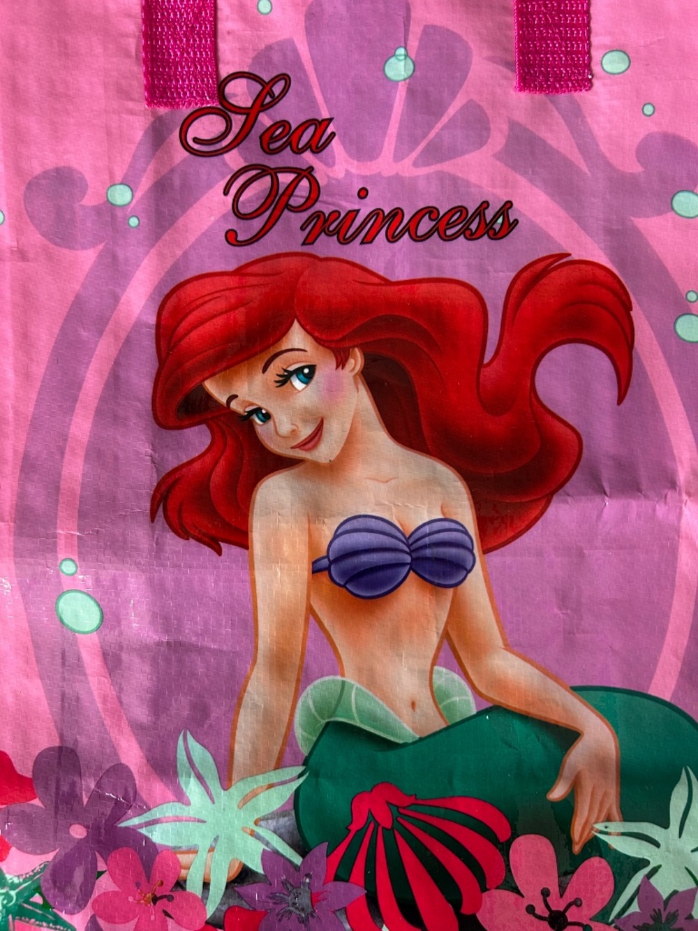 Official Disney Ariel The Little Mermaid Reusable Tote Bag | Sea Princess Pink S